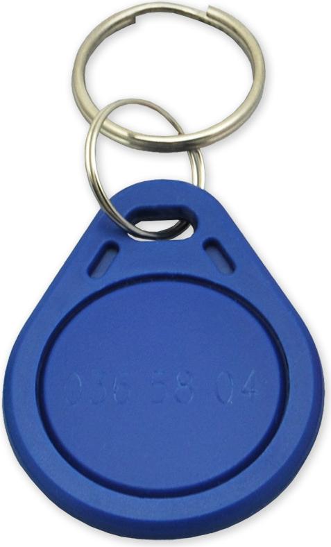 RICOM secure RFID-Schlüsselanhänger EM 125 kHz, blau, mit eingravierter Chipnummer