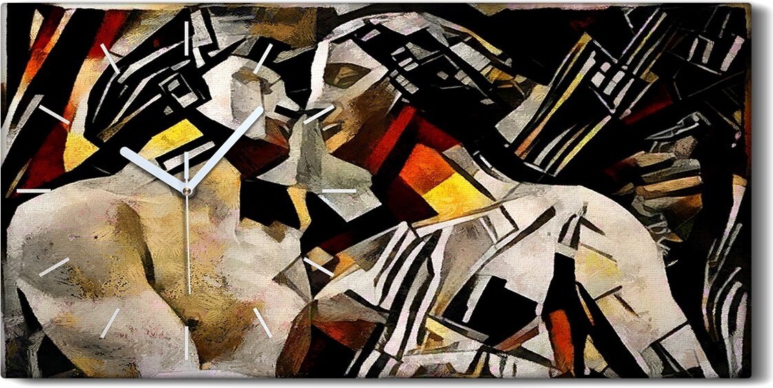coloray Wanduhr Leinwand Bild Uhr Quarz 60x30 Alte Skulptur altgriechischen Kubismus - weiße Hände zch-60x30-1063913750-b