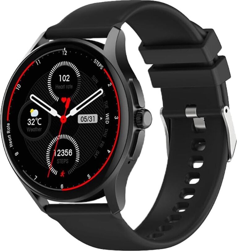 Čierne okrúhle - zdravotné hodinky SmartWatch - EKG + funkcia HRV - BT Bluetooth - spánková apnoe - krvný tlak - silikónový remienok čierny, 14-24