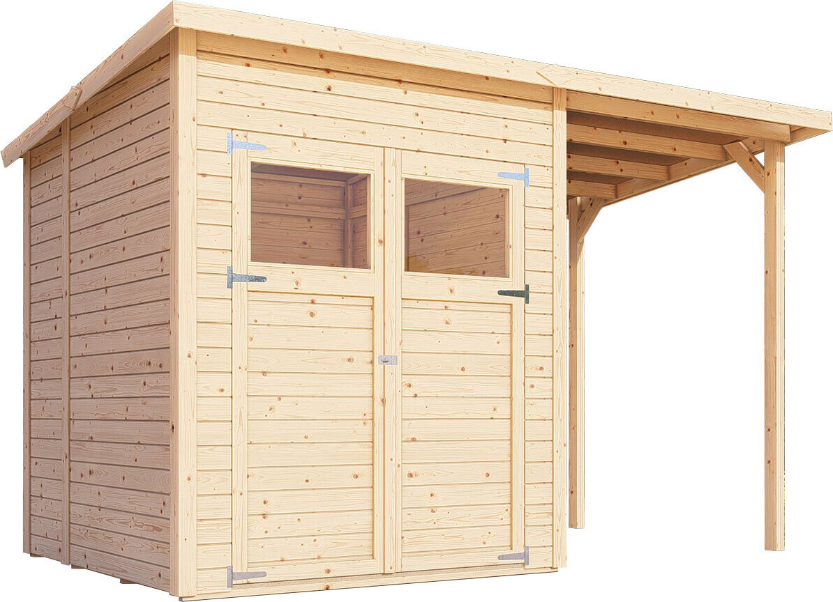 Gartenhaus 1,8 x 3,24 Meter (inkl. Dach) | aus Holz | aus vorgefertigten Elementen| unbehandelt | mit Pultdach