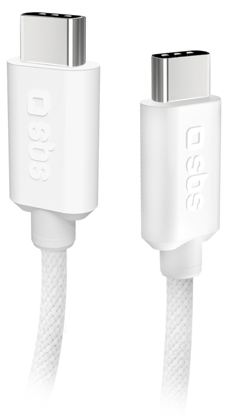 SBS USB-C - USB-C-Textilkabel mit Kabelhalter, 1,5 Meter TECABLETISSUETCCG