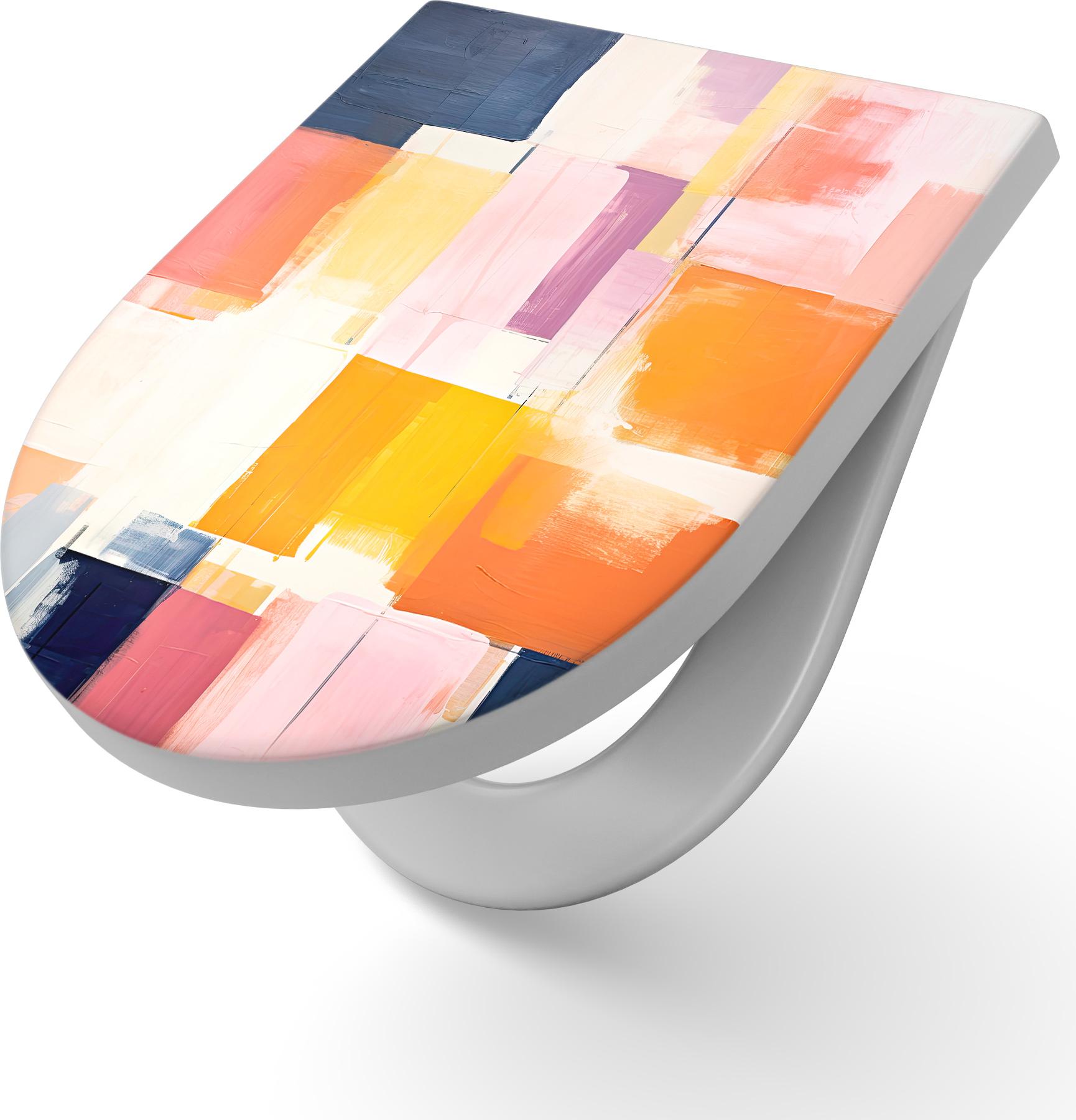 DEQORI WC-Sitz Duroplast 36,4x45,4 cm 'Farbfeldpoesie' Toilettensitz WC-Brille Design TS-36-45-SC-W-5446-UV