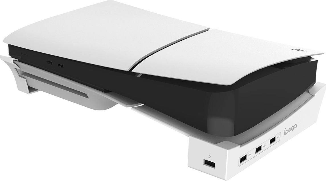 Ipega, USB-Hub für PlayStation 5 Slim / 5 Pro mit Halterung, Weiß PG-P5S008