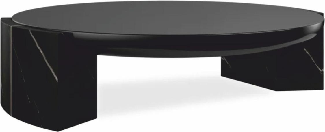 Casa Padrino Luxus Marmor Couchtisch Schwarz 122 cm - Wohnzimmer & Hotel Möbel NEW-59156