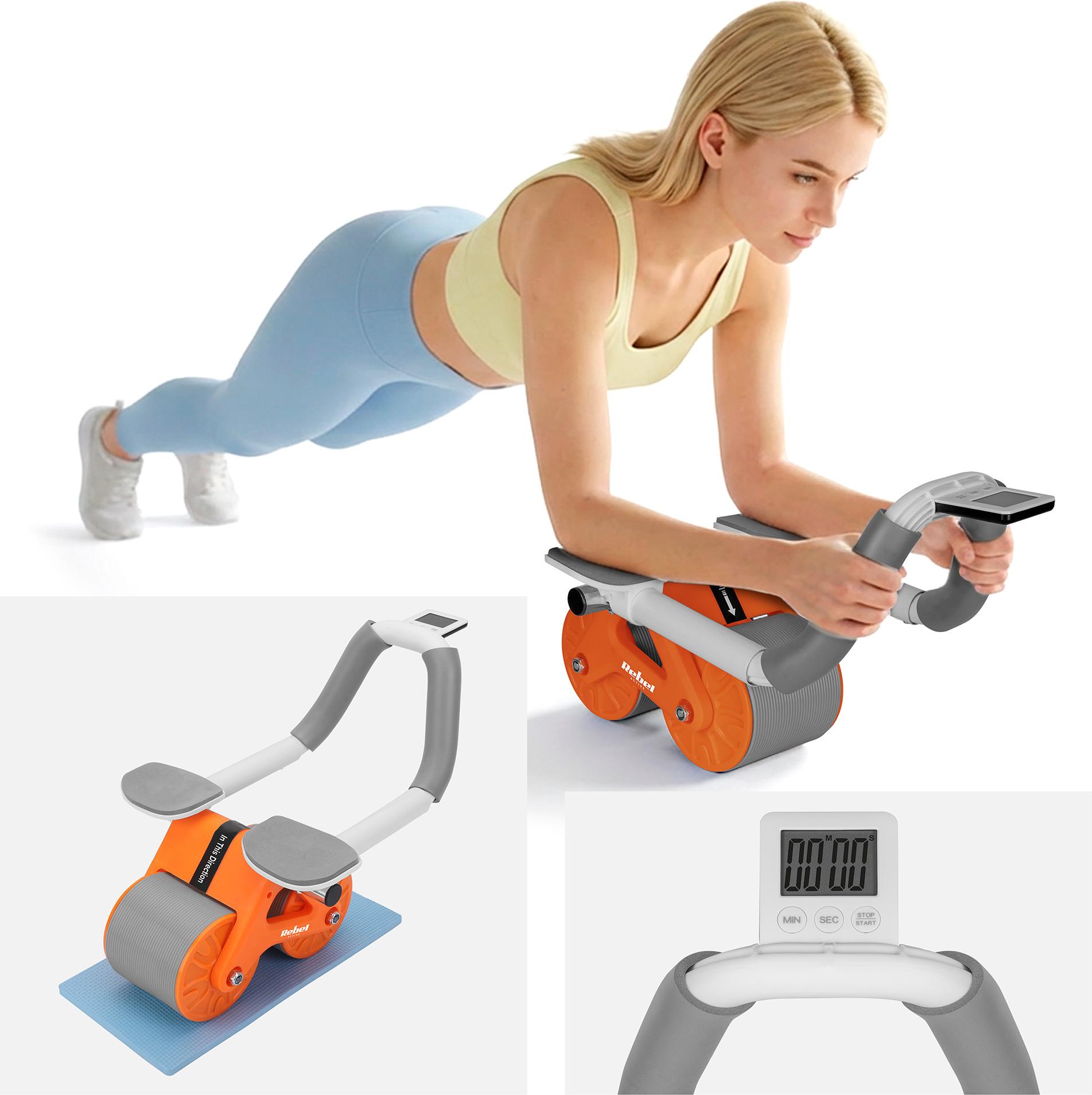 Roller AB Wheel AB-3 für Bauchmuskelübungen Timer Matte Rebel RBA-3068-OR