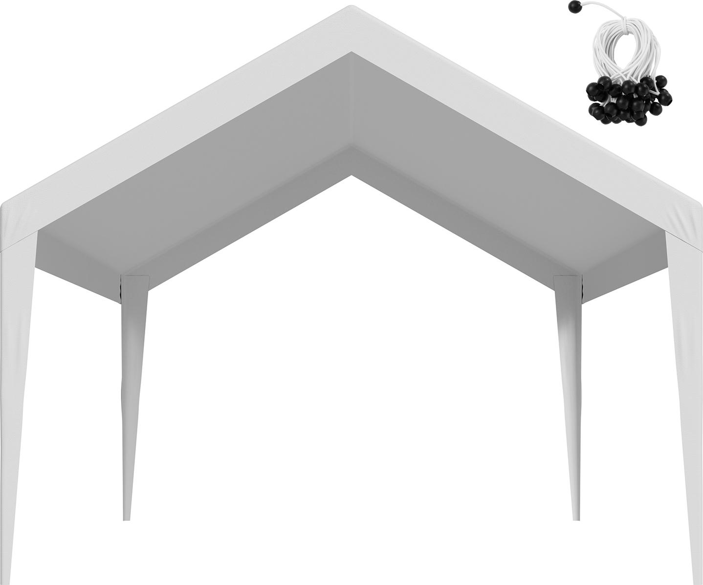 SucceBuy náhradná strecha na prístrešok pre auto, 3,65 x 6,09 m, robustná plachta na prenosné garážové stany, UV odolný kryt na prístrešky pre auto, odolná biela plachta, bez rámu