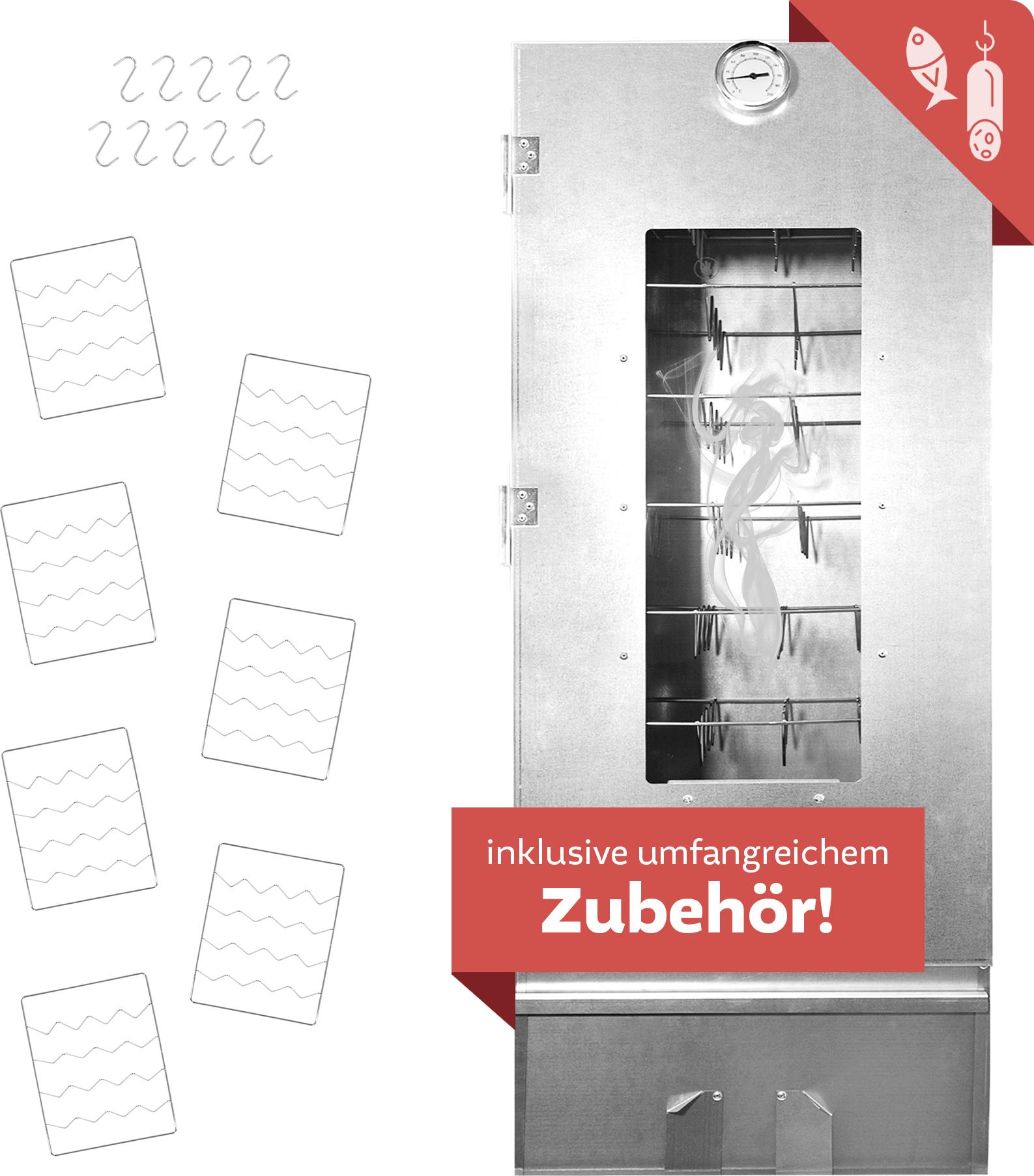 Lemodo Räucherofen XL mit Schönheitsfehler aus Stahl, Räucherschrank 110 cm NA294X