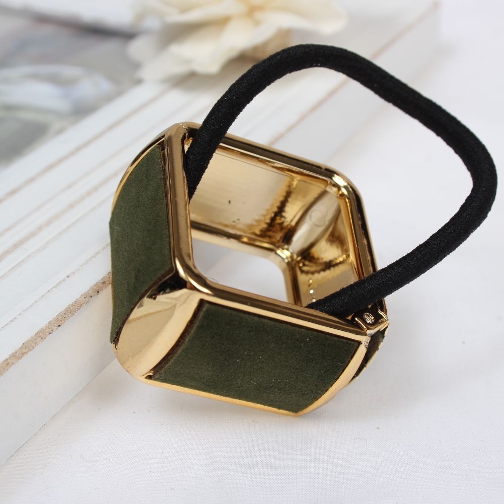 Justfox Haarring Quadratisch mit Filzstoff Design in der Farbe Grün 2923