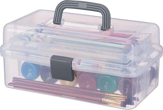 Famanu Aufbewahrungsbox 9 Fächer für Bastelbedarf - transparent/grau 145 x 33 x 19 cm SHSHOP