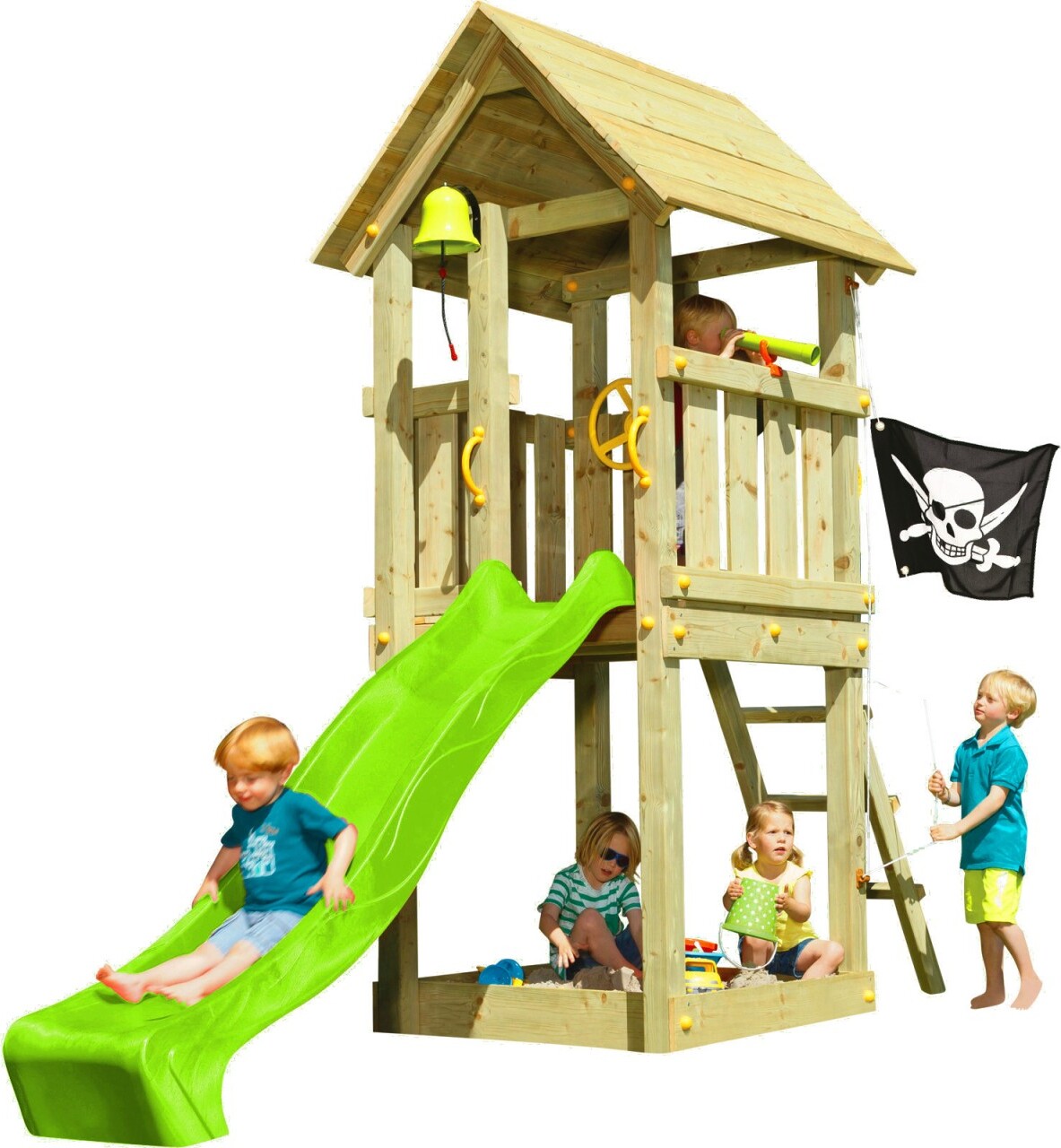 Spielturmking Spielturm KIOSK mit Rutsche - Grün 1,20 m DH244