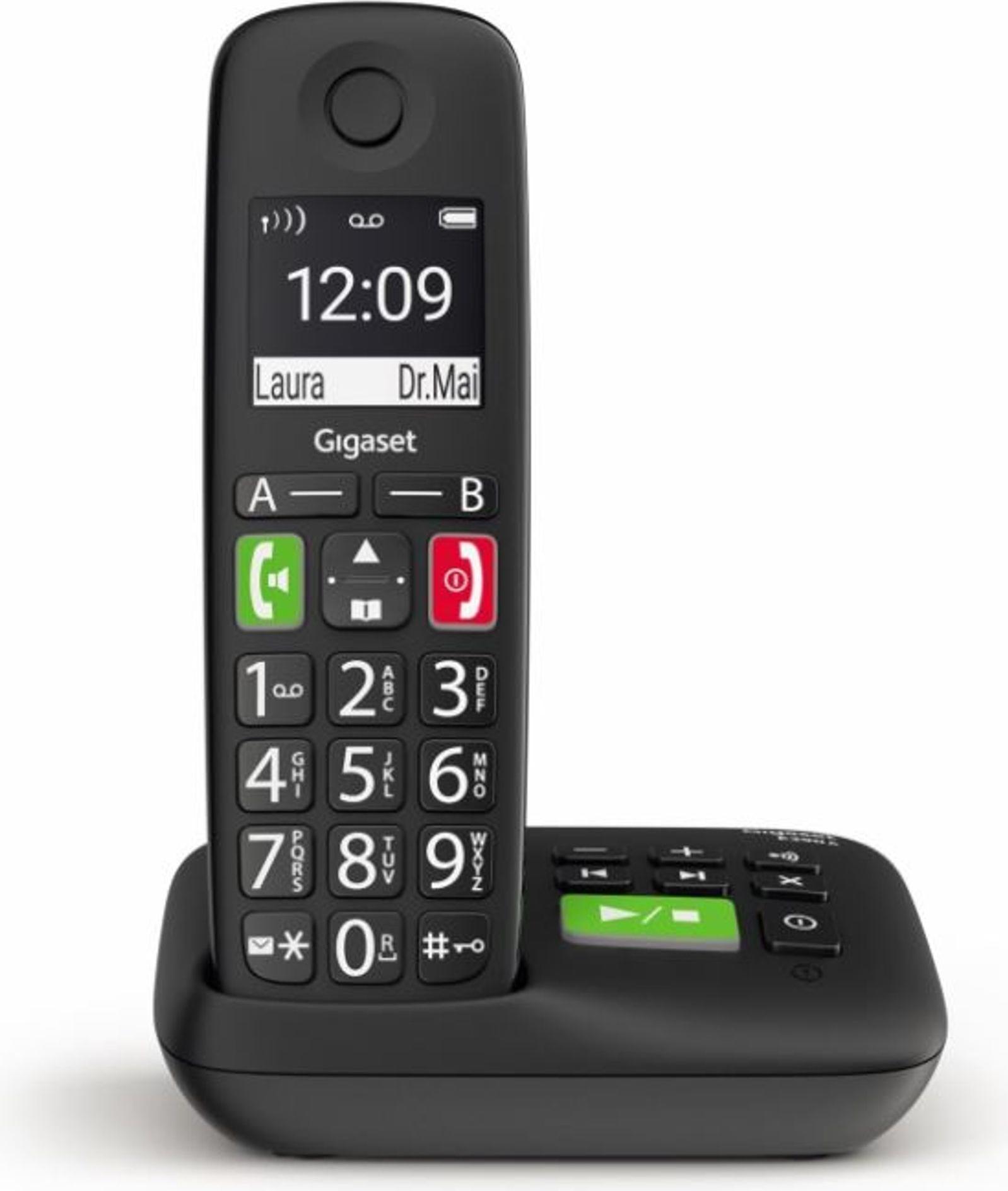 GIGASET Telefon E290A, schwarz, mit Anrufbeantworter S30852-H2921-B101