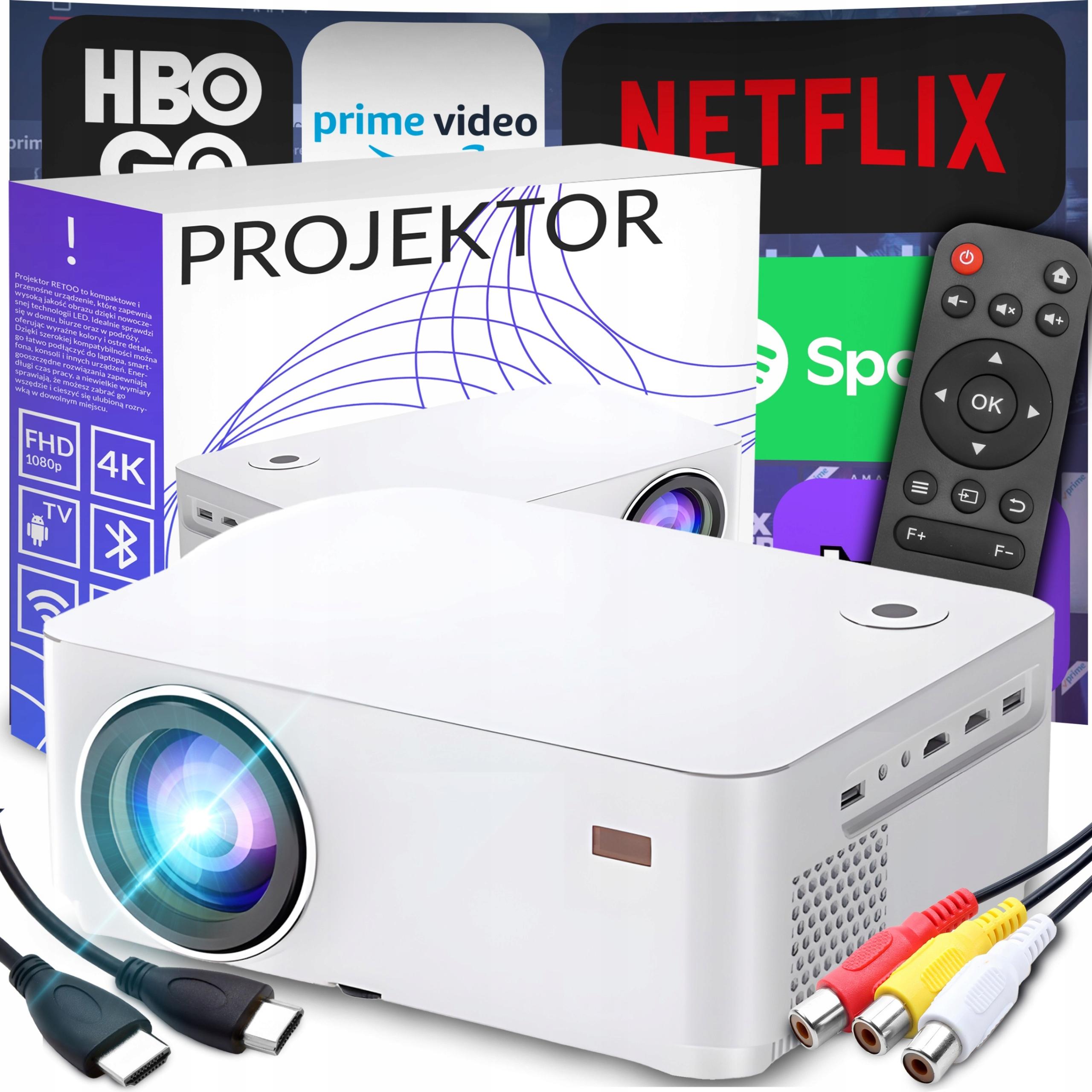 Projektor Smart Tv Wifi Full Hd 4K 9000Lm Lcd Led Android Bluetooth 95W