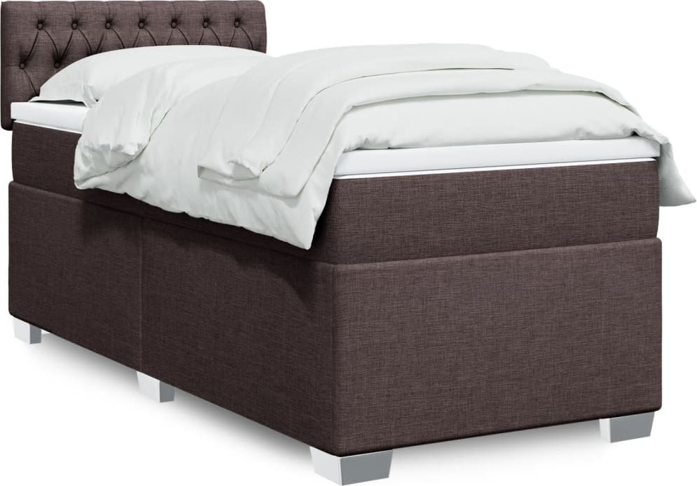 Prolenta Maison Exclusive - Boxspringbett mit Matratze Dunkelbraun 90x190 cm Stoff PP25-KF-3288053-1997