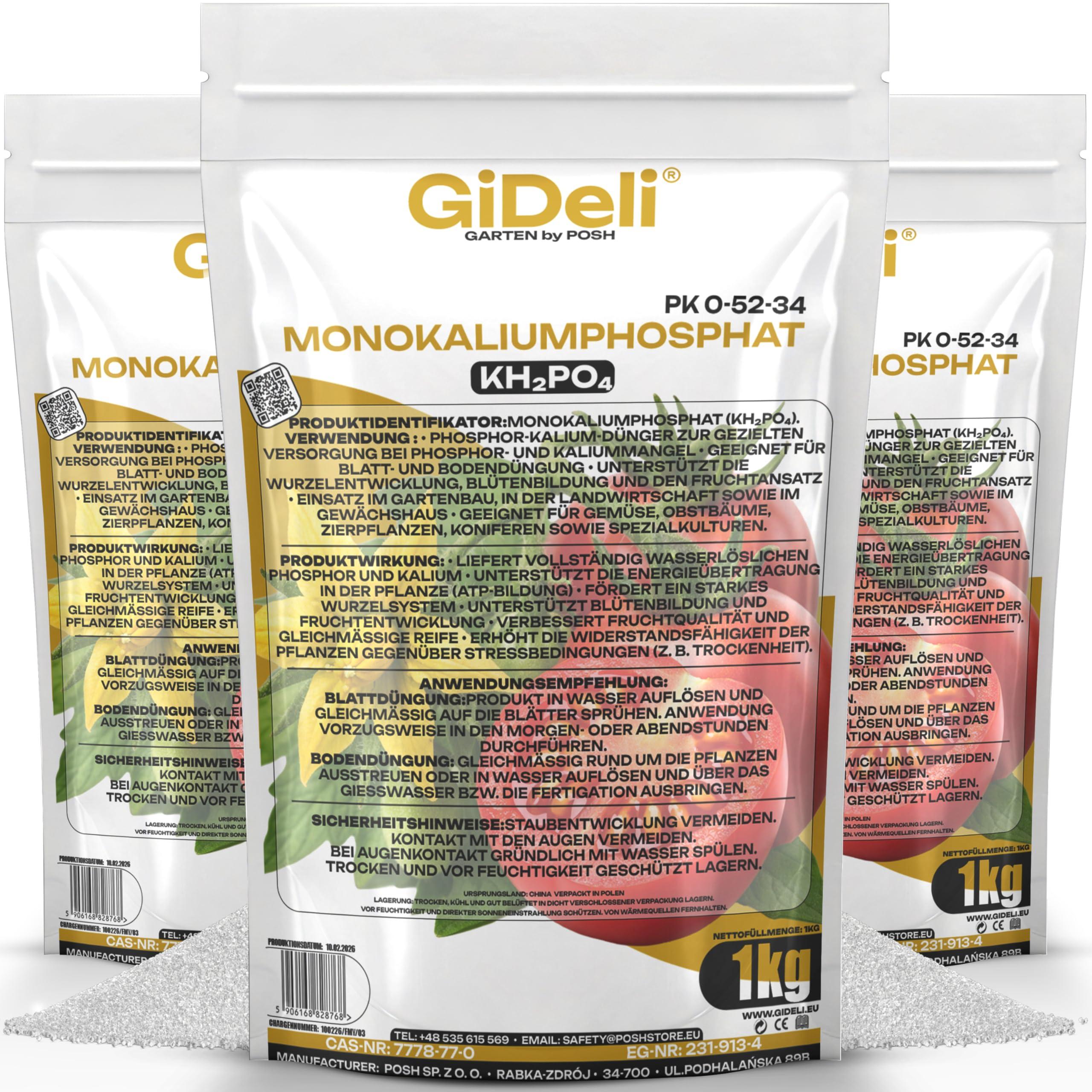 Posh Monokaliumphosphat 3kg MKP Phosphor Kalium P-K Dünger Blühbooster Blüte GiDeli