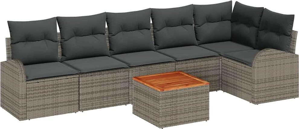 vidaXL Záhradná sedacia súprava 7 ks sivá