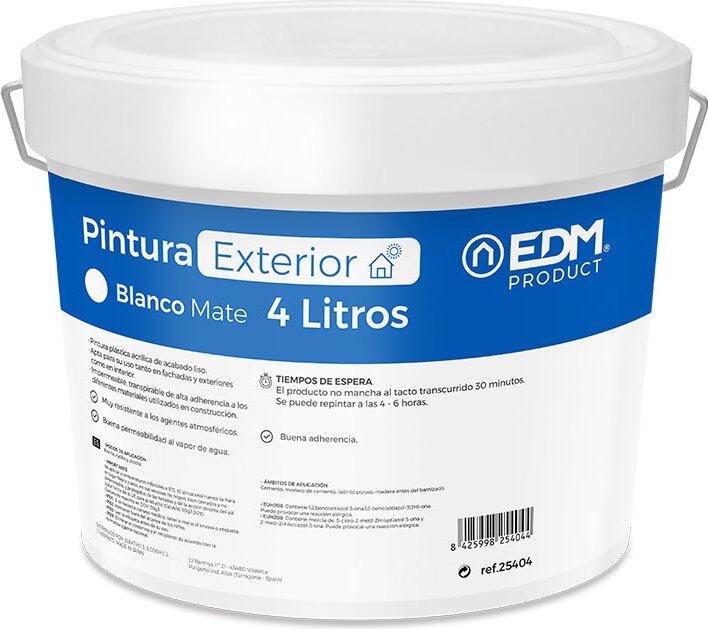 Kunststofffarbe innen / außen matt weiß 4l edm 25404