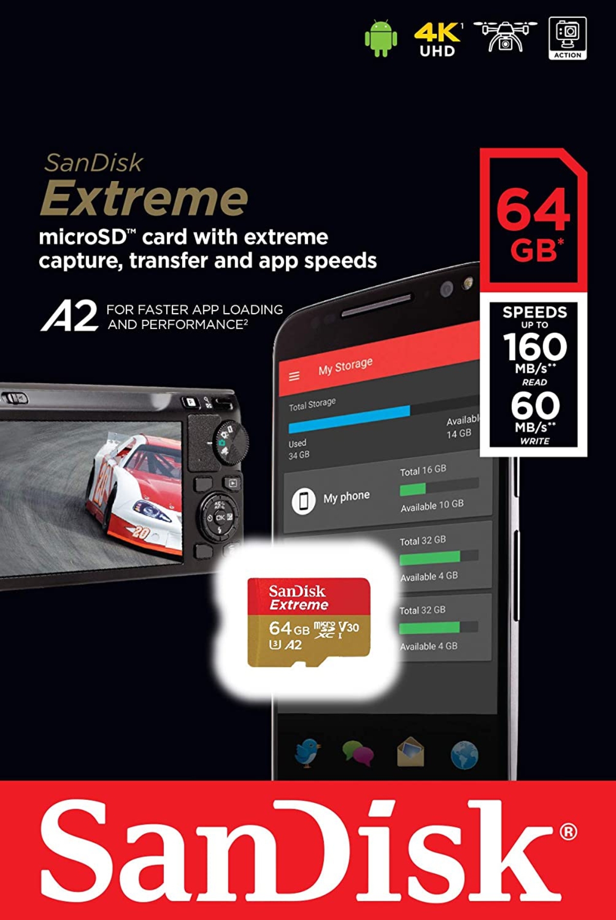 SanDisk Extreme 4K microSD 64 GB SanDisk Extreme MicroSD-Karten