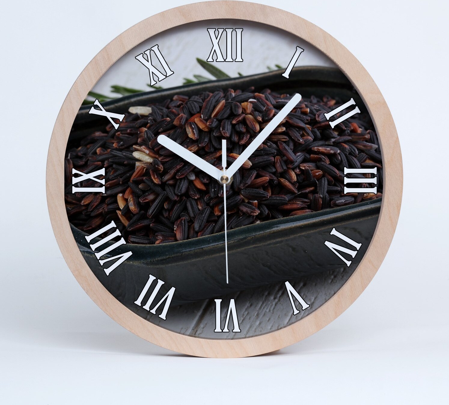 tulup Holzuhr 20fi cm wanduhr - weiße Spitzen - Wildreis in einer Schale zdo-20-b-106402083