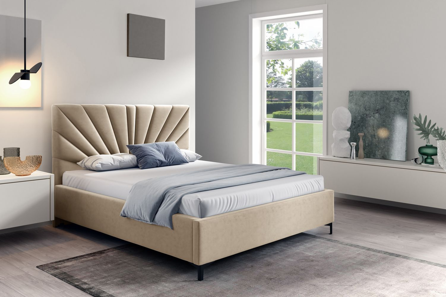 Čalúnená posteľ 120x200 ODETA 8 - svetlo béžová