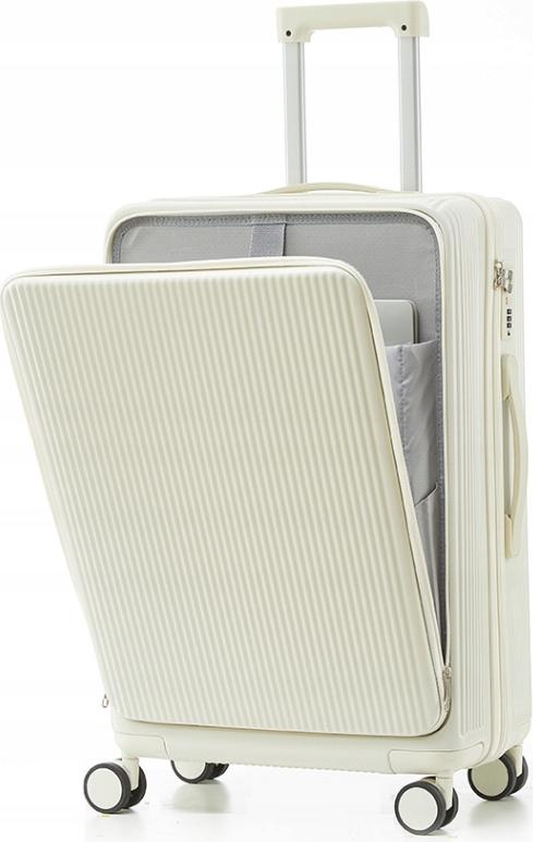 inna|ITIMPORT KABINENKOFFER REISEKOFFER WEISS ABS beständig 38L USB-Aufladung