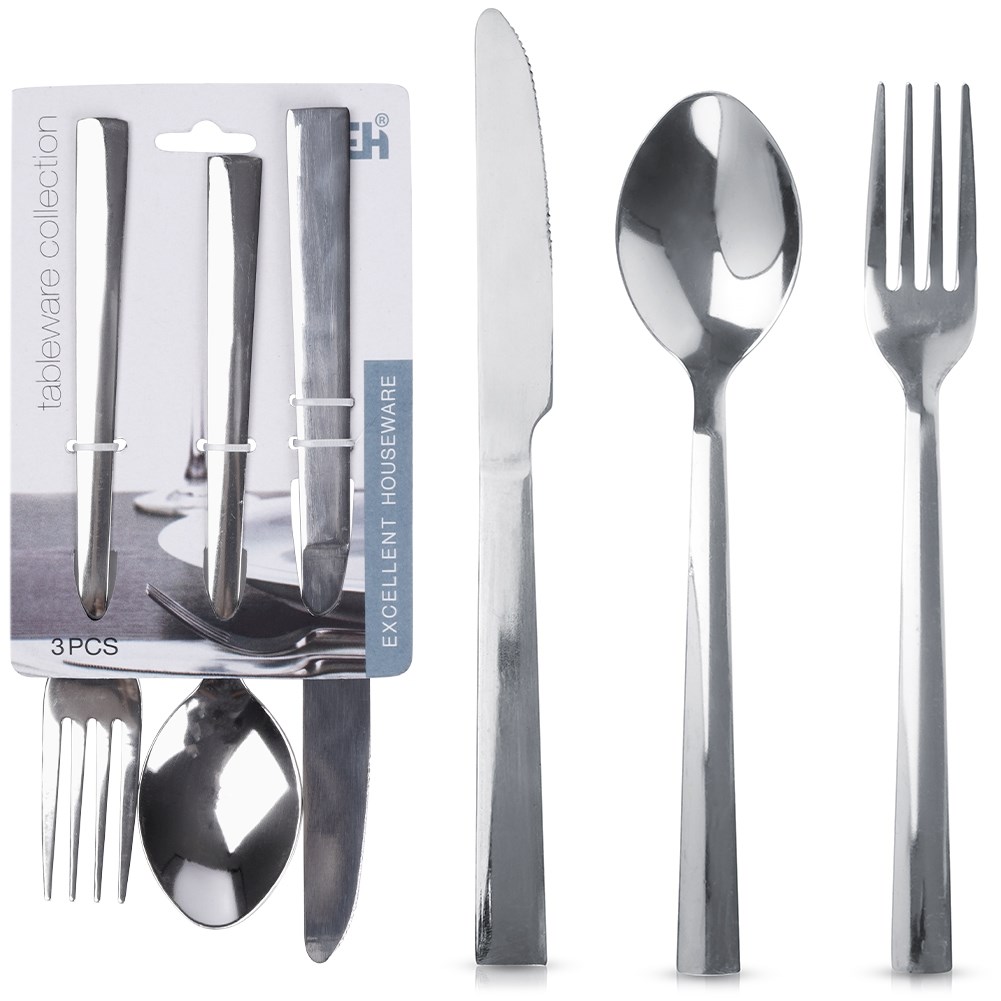Excellent Houseware Besteck-Set Essbesteck-Set Tafelbesteck aus Edelstahl silberfarben 3 El.