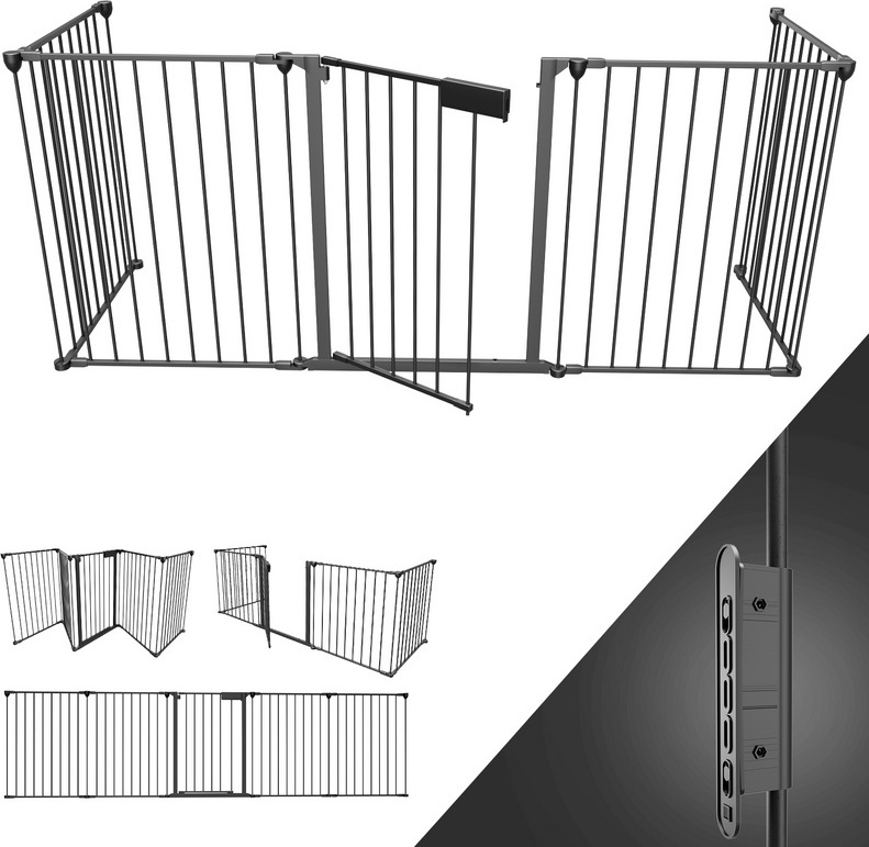 Clanmacy Kaminschutzgitter Absperrgitter Türschutzgitter Kinderschutzgitter Schwarz RL-HG9160-1-GDg