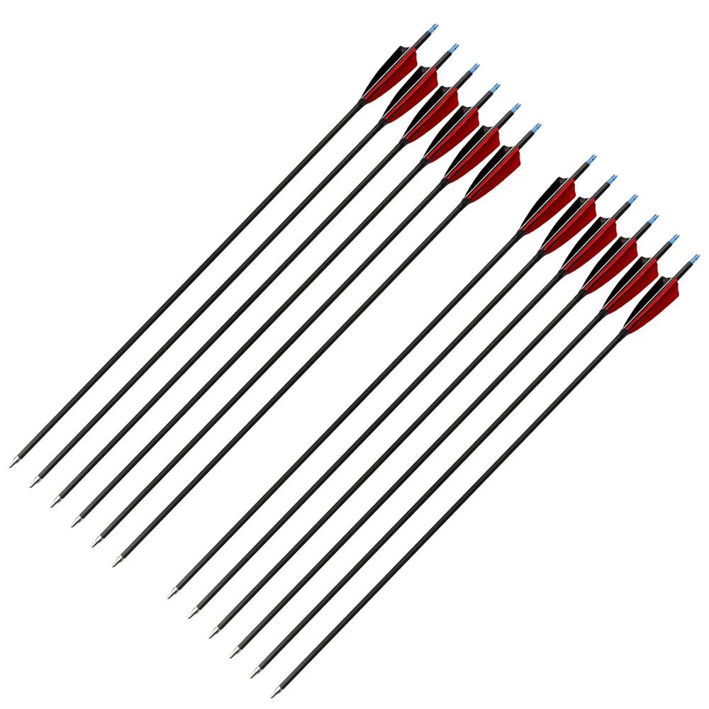 StarTech Carbonpfeile - Bogenschießpfeil - 76 cm - Spine 500 - Für Recurve- und Langbogen 14–27 kg Zuggewicht - 12er Pack - Schwarz