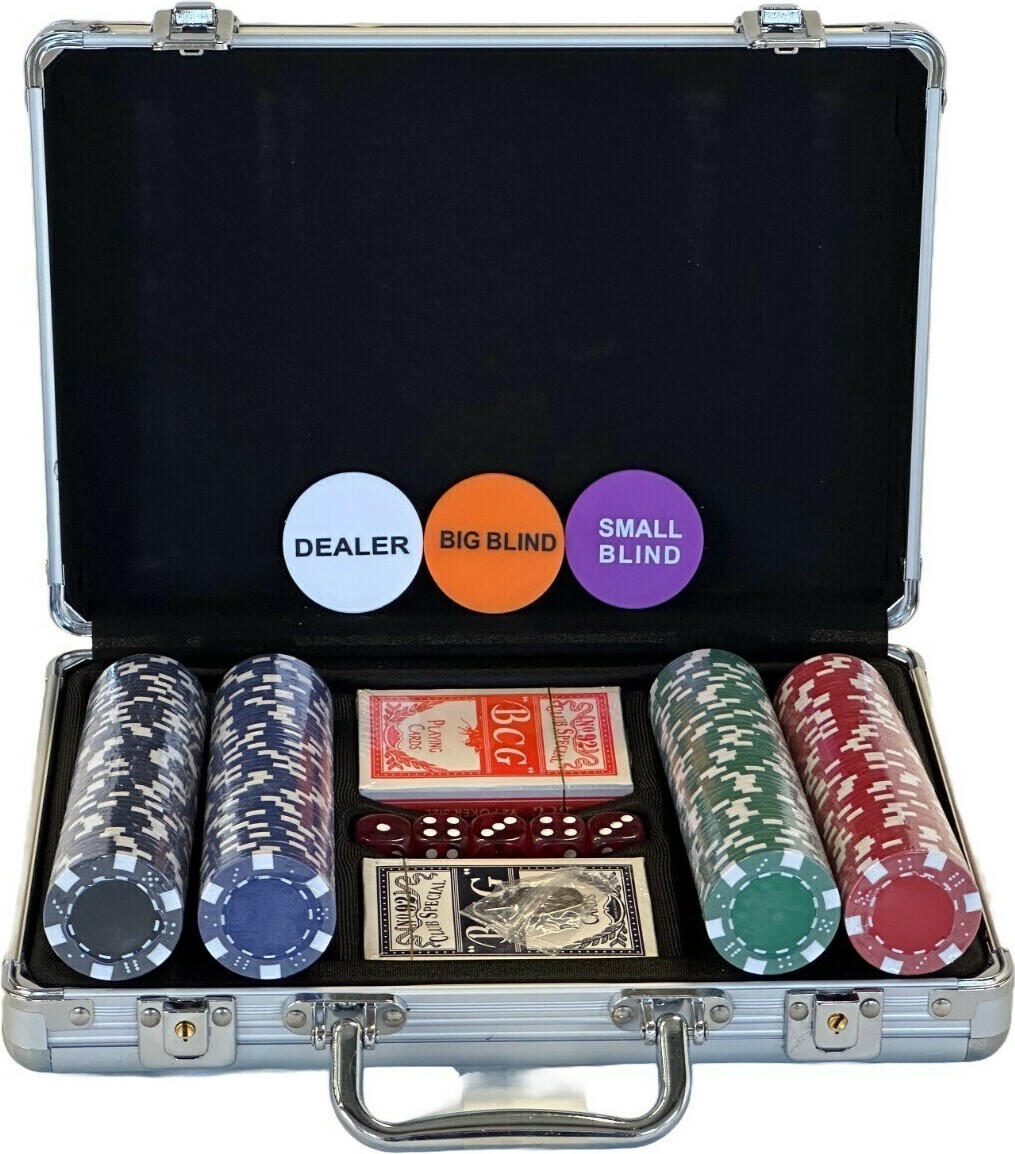 Pegasi Pokerkoffer - Pokerset - 200 Laser Pokerchips - Poker Komplett Set 11.5g Chips Deluxe - Ideales Texas Hold Em Set - Mit Koffer, Pokerchips, und Pokerkarten PEG-PS200-ALU-CASE
