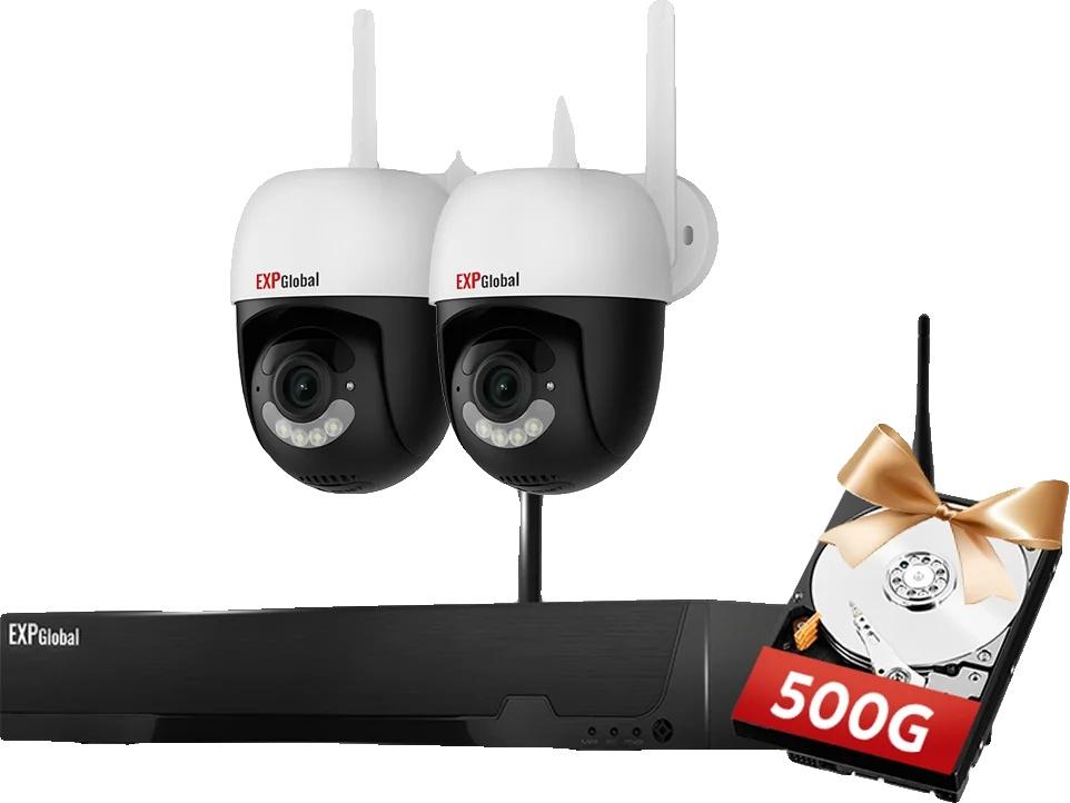 Bezdrôtový bezpečnostný kamerový systém, inteligentné nočné videnie, obojsmerný zvuk, 1xNVR 2x5MP PTZ kamera, 500g, zástrčka EÚ