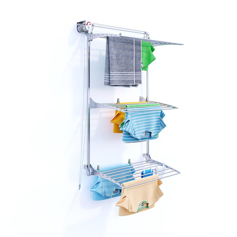 Vertikaler Wand-Wäscheständer mit 3 Ebenen, platzsparender Trockner – Foxydry Tower 88 cm Grau TOWER-80