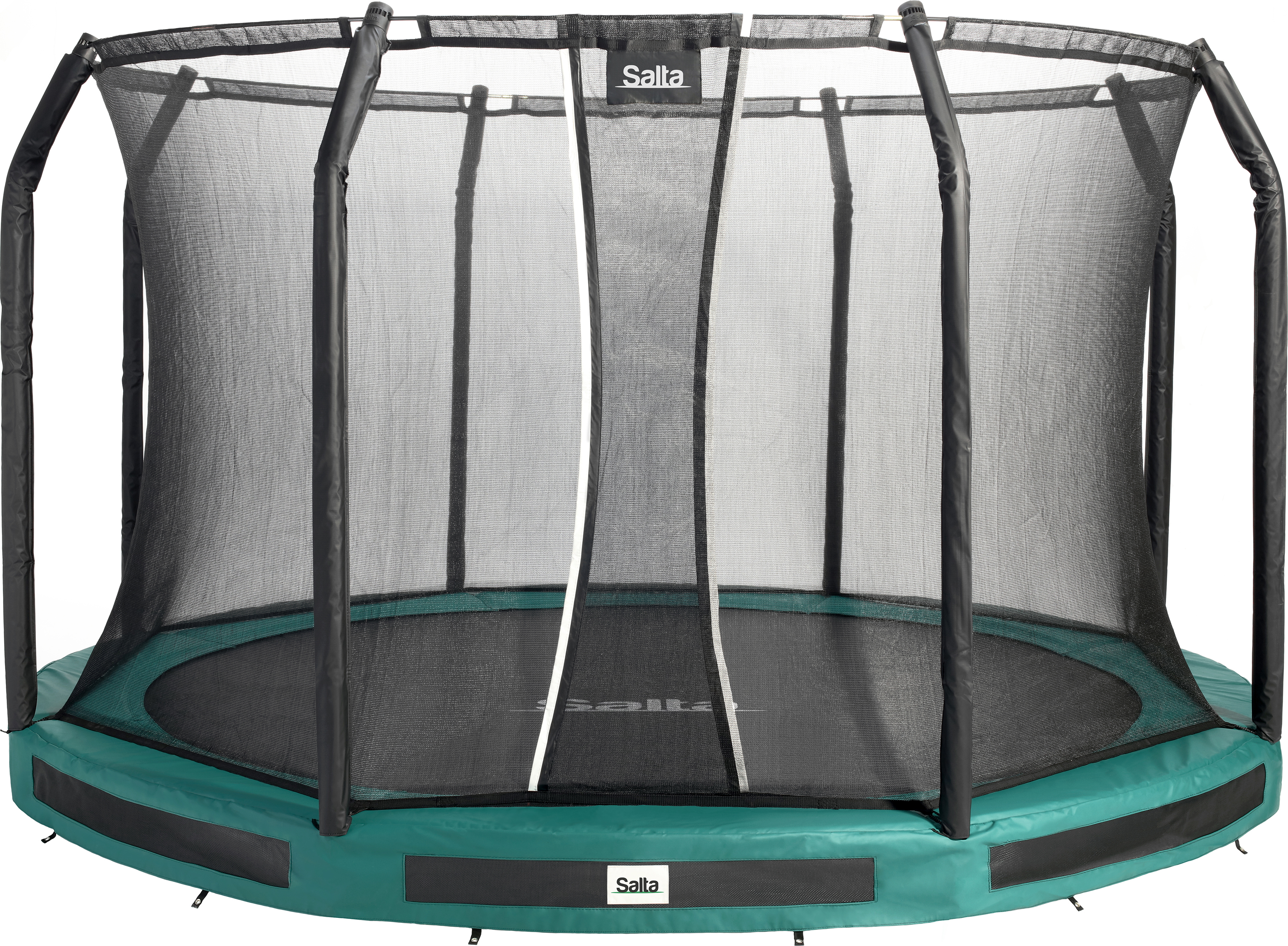 Trampolína Salta Premium Ground s bezpečnostnou sieťou Ø 251 cm zelená