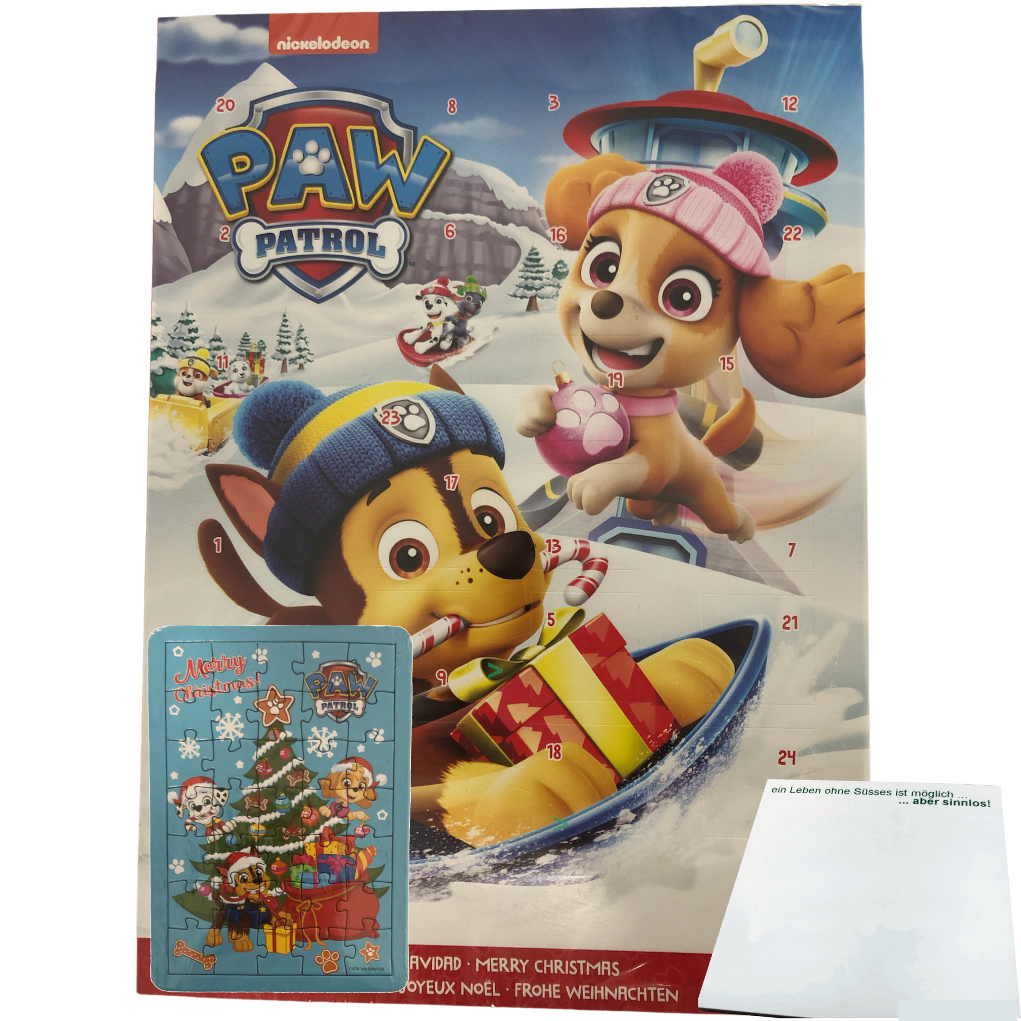 PAW Partol Adventskalender Milchschokolade mit Puzzle (65g) + usy Block