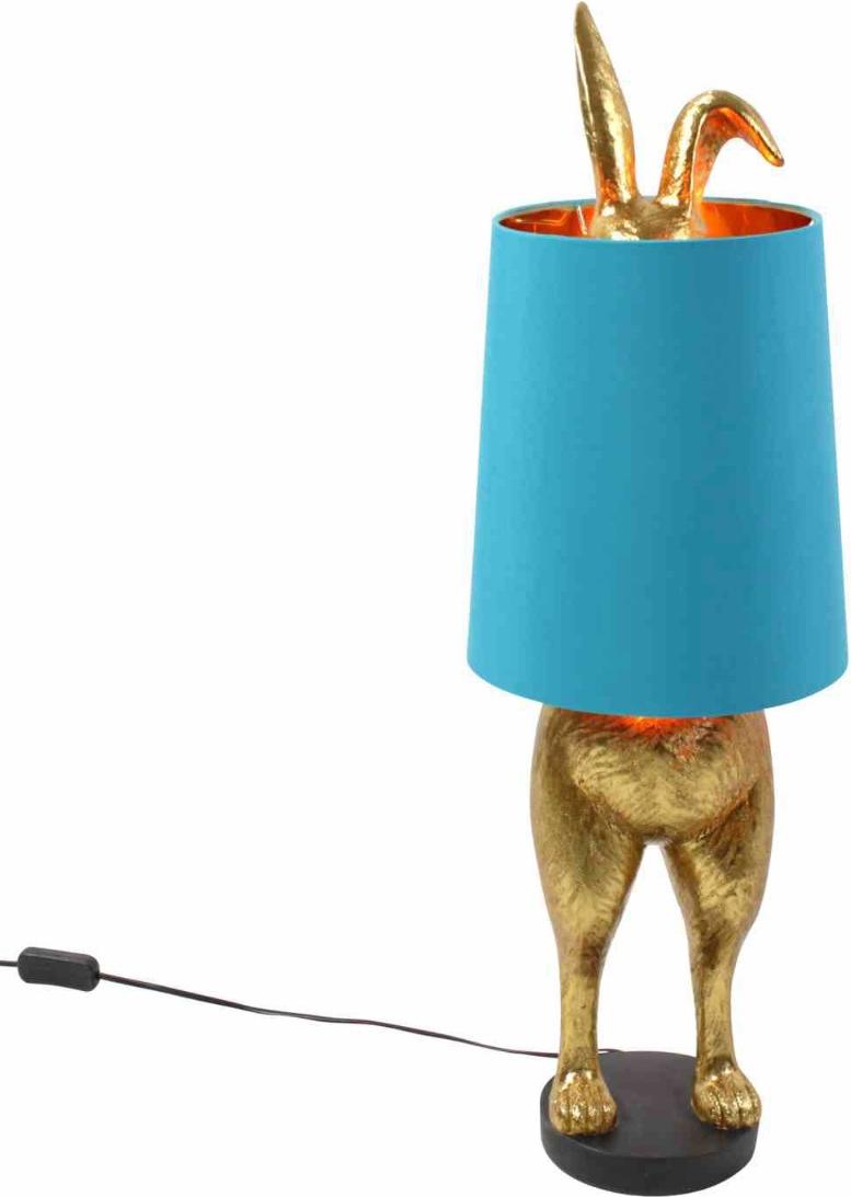 Werner Voss Werner Voß Tischleuchte Hiding Bunny Gold Türkis, Tischlampe, Polyresin, 74 cm, 50440