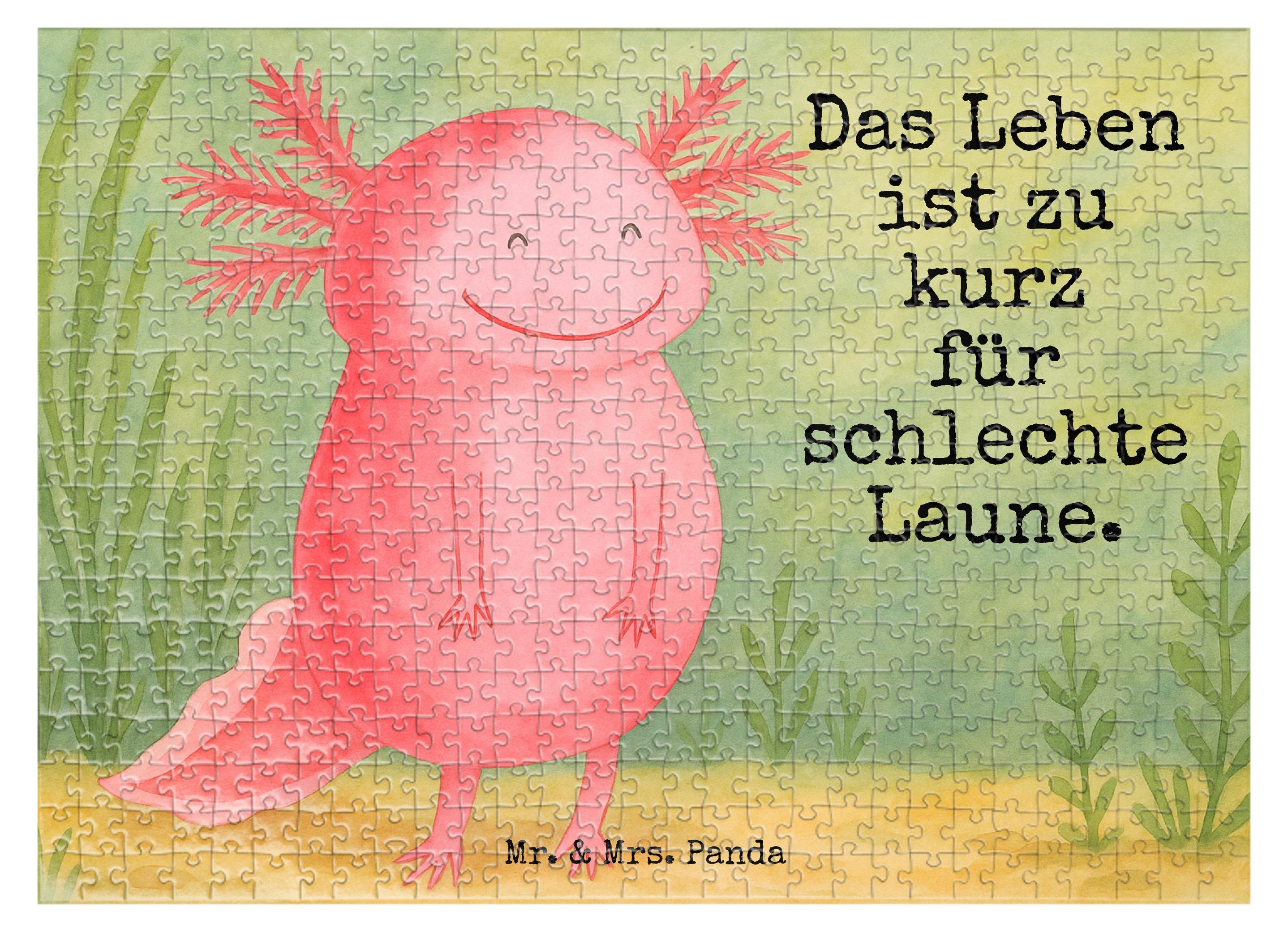 Mr. & Mrs. Panda Puzzle Axolotl Glücklich Design 551 Teile - Weiß - Geschenk, 300, gut Gelaunt, Lurch, Lebensfroh, 1500, Schwanzlurch, 2000, Axolot, Legespiel, 500 PD-1925162-STANDARD