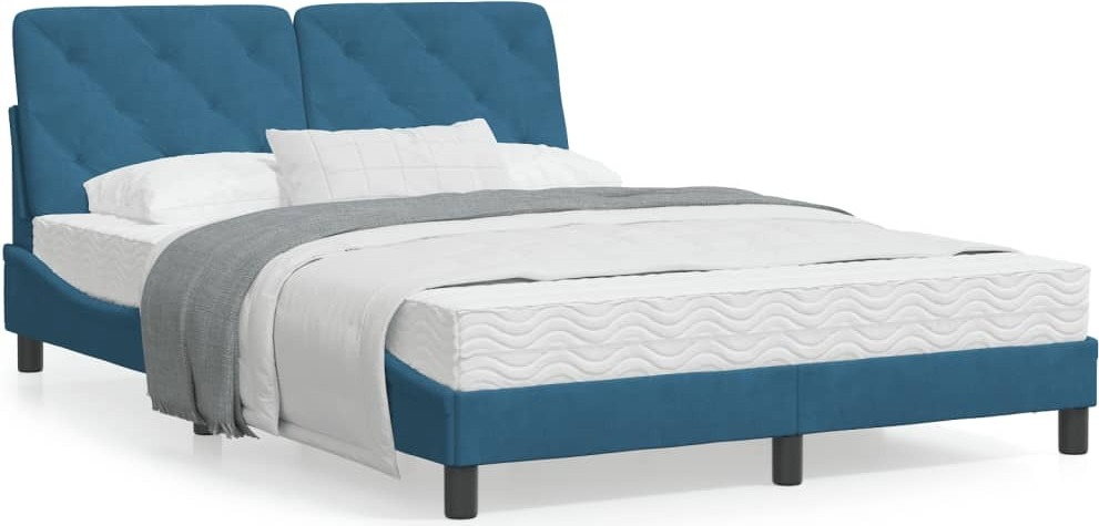 Möbel Bettgestell mit Kopfteil Blau 120x200 cm Samt - Klassische Betten 3207915