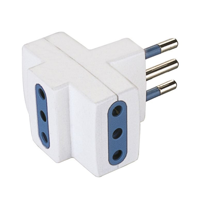 POLYPOOL ADATTAT. TRIPLO 10A BIANCO spina 10A 2P+T e 3 prese 10A 2P+T, IMQ, blister