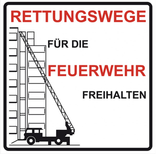 MBS FIRE Schild Feuerwehrzufahrt Rettungsweg für die Feuerwehr freihalten 50x50cm