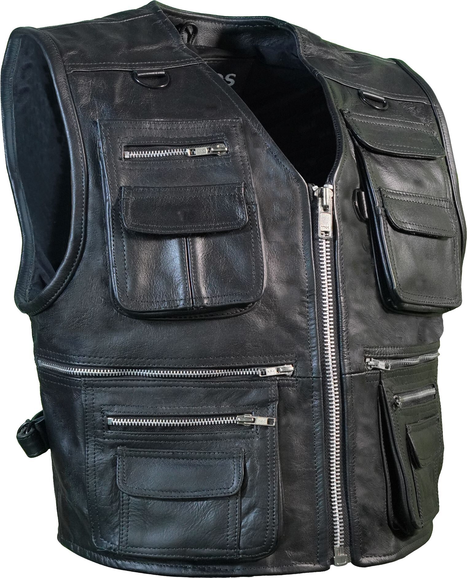 AW-1389 Gilet In Pelle Nabuk Gilet Moto Club Chopper, Cutte - Foto 8
