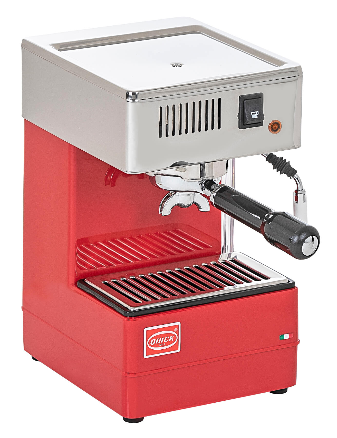 Quickmill STRETTA, Espresso kávovar, 1,8 L, Mletá káva, 1080 W, Červená, Strieborná