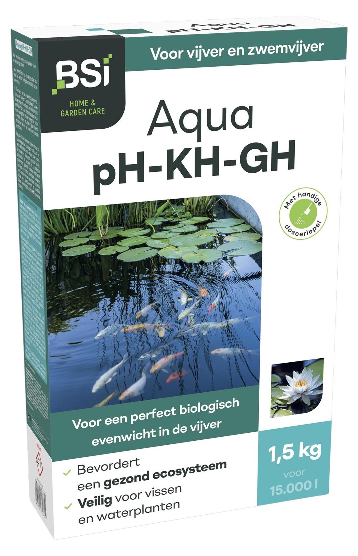 BSI Aqua pH-KH-GH - Biologisches Gleichgewicht für Teichwasser - 1,5 kg - Stellt das biologische Gleichgewicht des Teichwassers wieder her - Korrigiert die Gesamthärte (GH) und die Karbonathärte (KH)