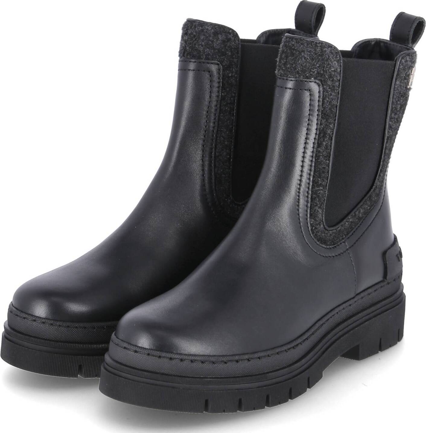 Tommy Hilfiger dámske chelsea boots/ členkové topánky FEMININE FELT CHELSEA BOOTIE black smooth leather/textile mix veľkosť: 41