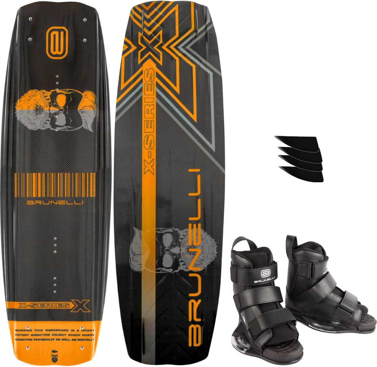 BRUNELLI CARBON Wakeboard SET 138 cm Wake Binding Wakeboardbindung Wakeboard - Groesse: S-M (38-42) BRUNELLI-BO-BI-ORANGE