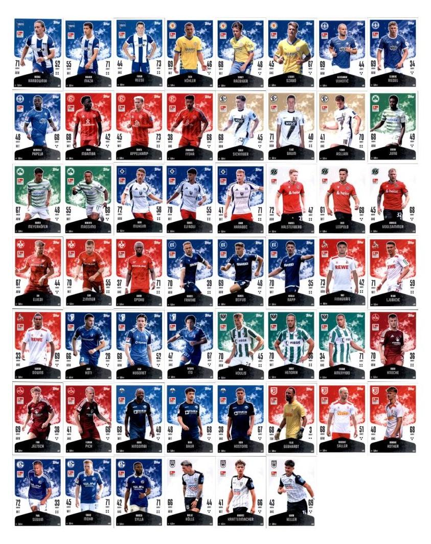 Topps Match Attax Bundesliga - 2024/25 - Alle 54 2. Bundesliga Karten