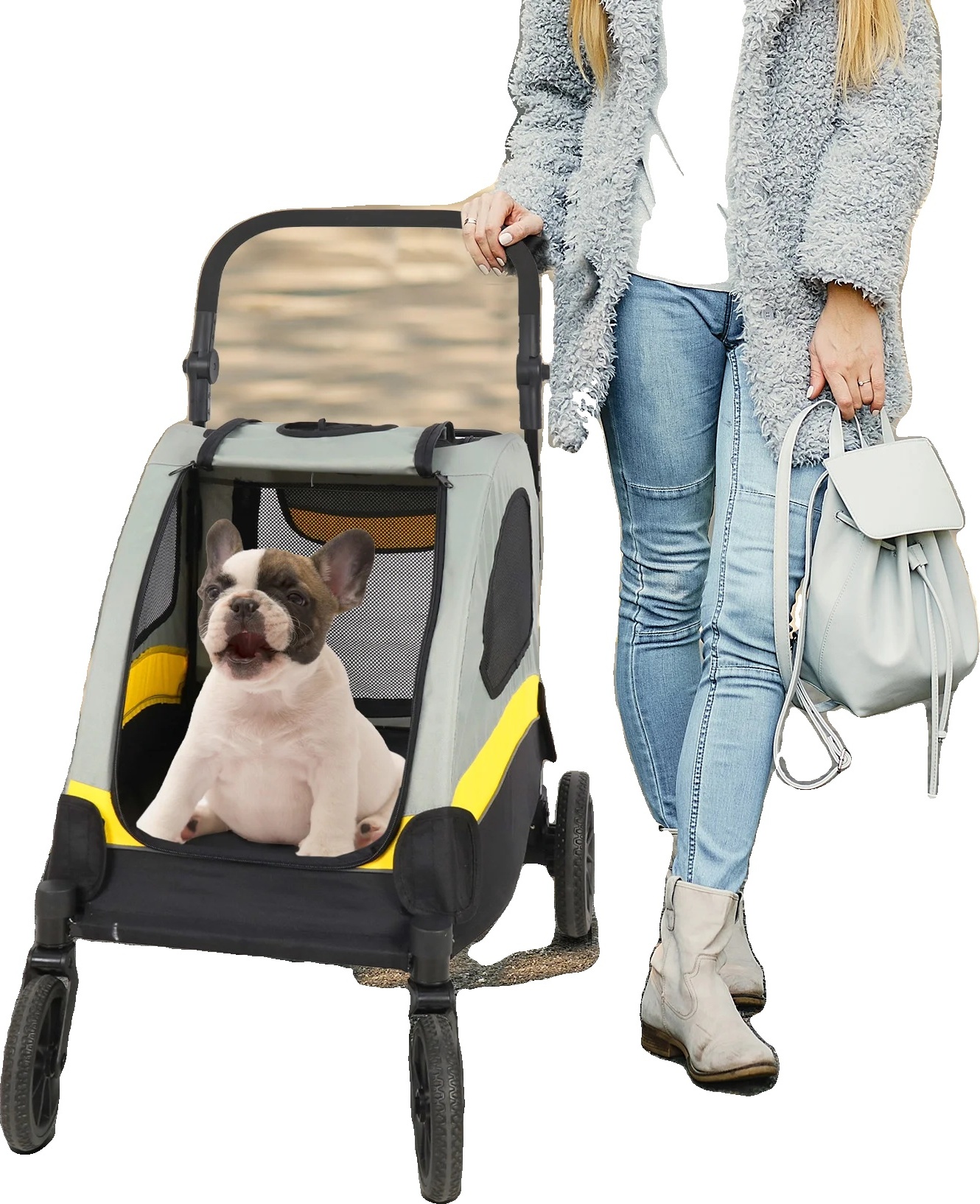 Prepravka pre domáce zvieratá, priestranný interiér, priedušná sieťovina, žltá