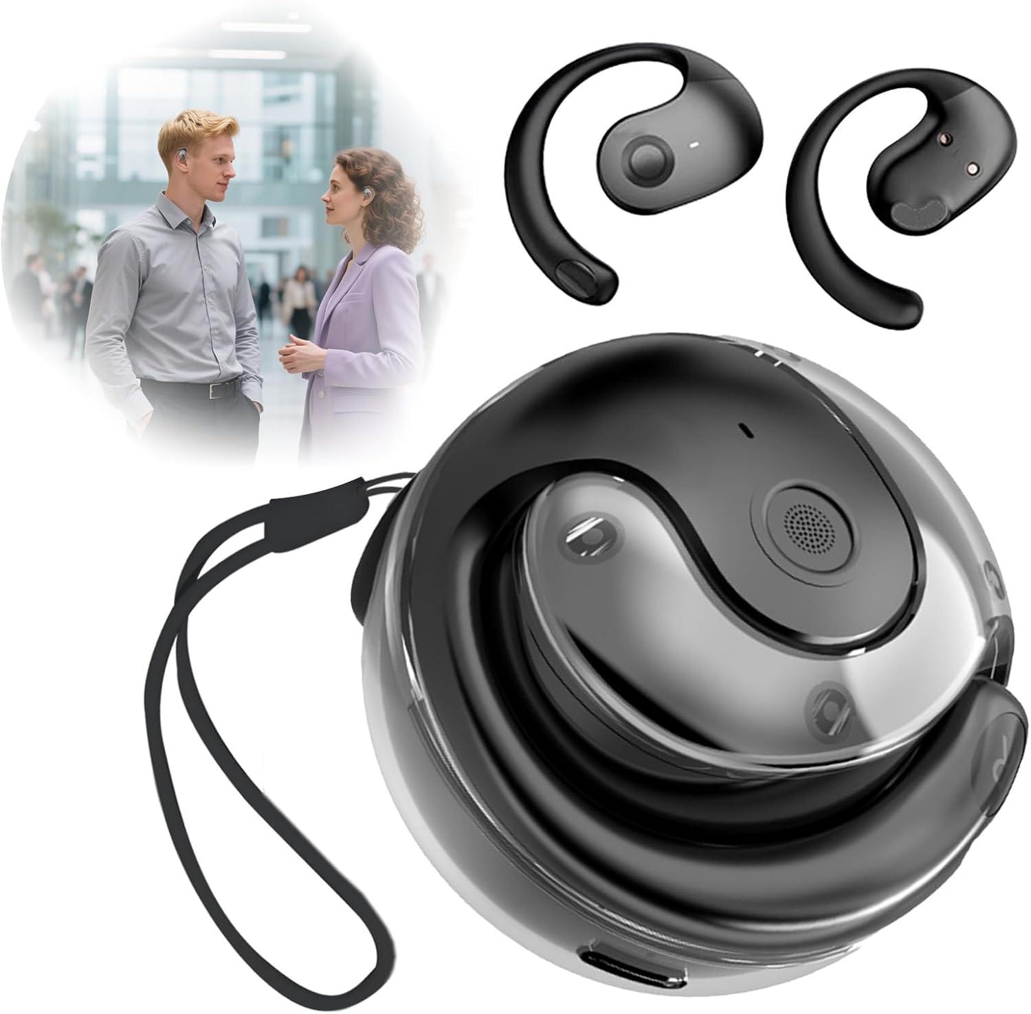 AKKEE Ai Kopfhörer Übersetzer, Übersetzungs-Headset, Ohrhoerer mit KI-uebersetzung, 144+ Sprachen Übersetzungskopfhörer Echtzeit mit App, Kopfhörer Kabellos OWS-BY01