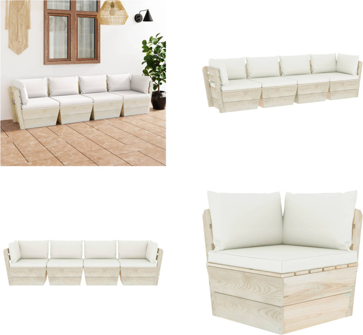 vidaXL Záhradná 4-miestna pohovka z paliet s vankúšmi zo smrekového dreva - Pohovka z paliet - 4-miestna pohovka - 4-miestne pohovky
