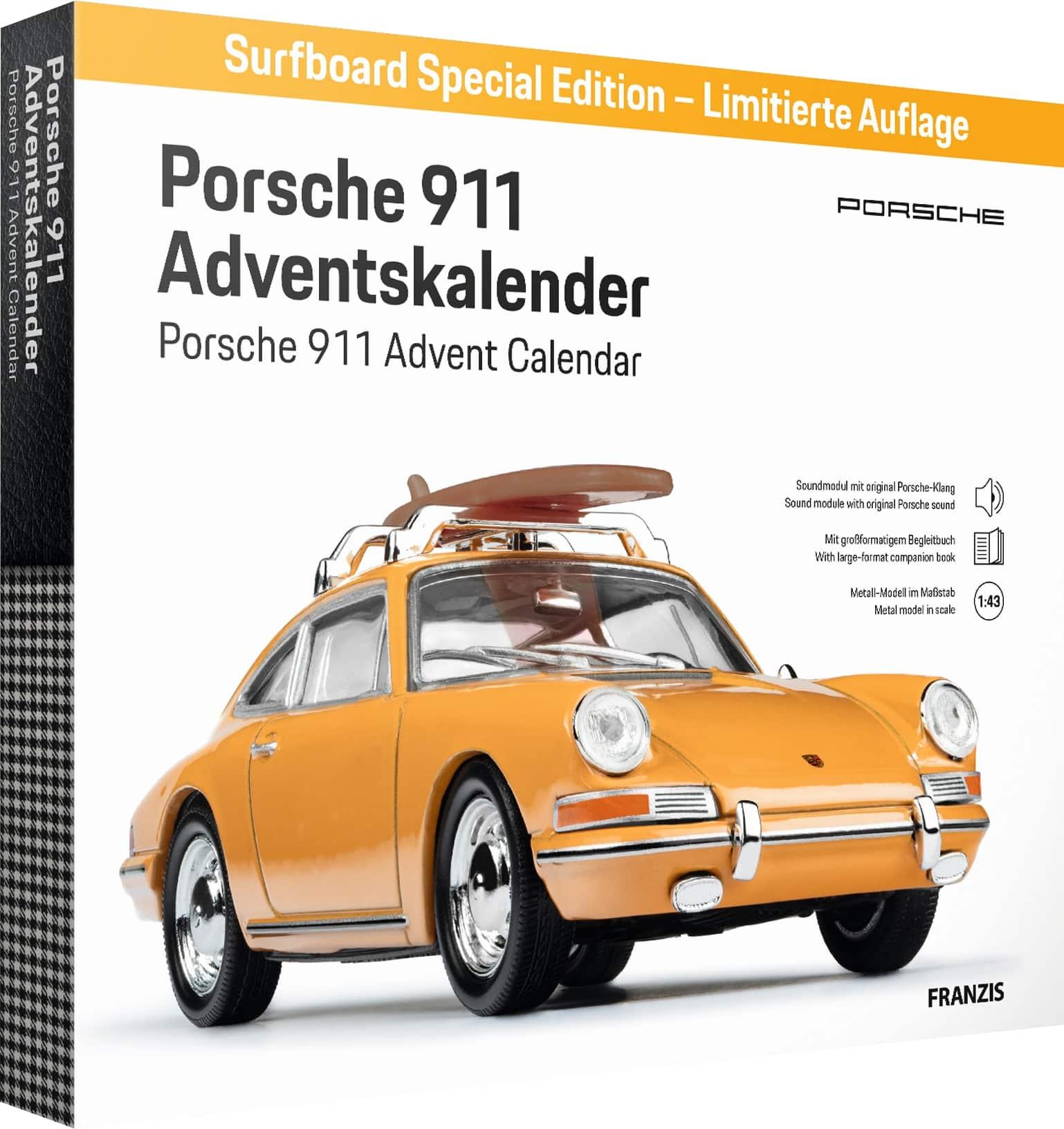 Franzis Porsche 911 Sonderedition Surfbrett Adventskalender - Modellbausatz 1:43 67299