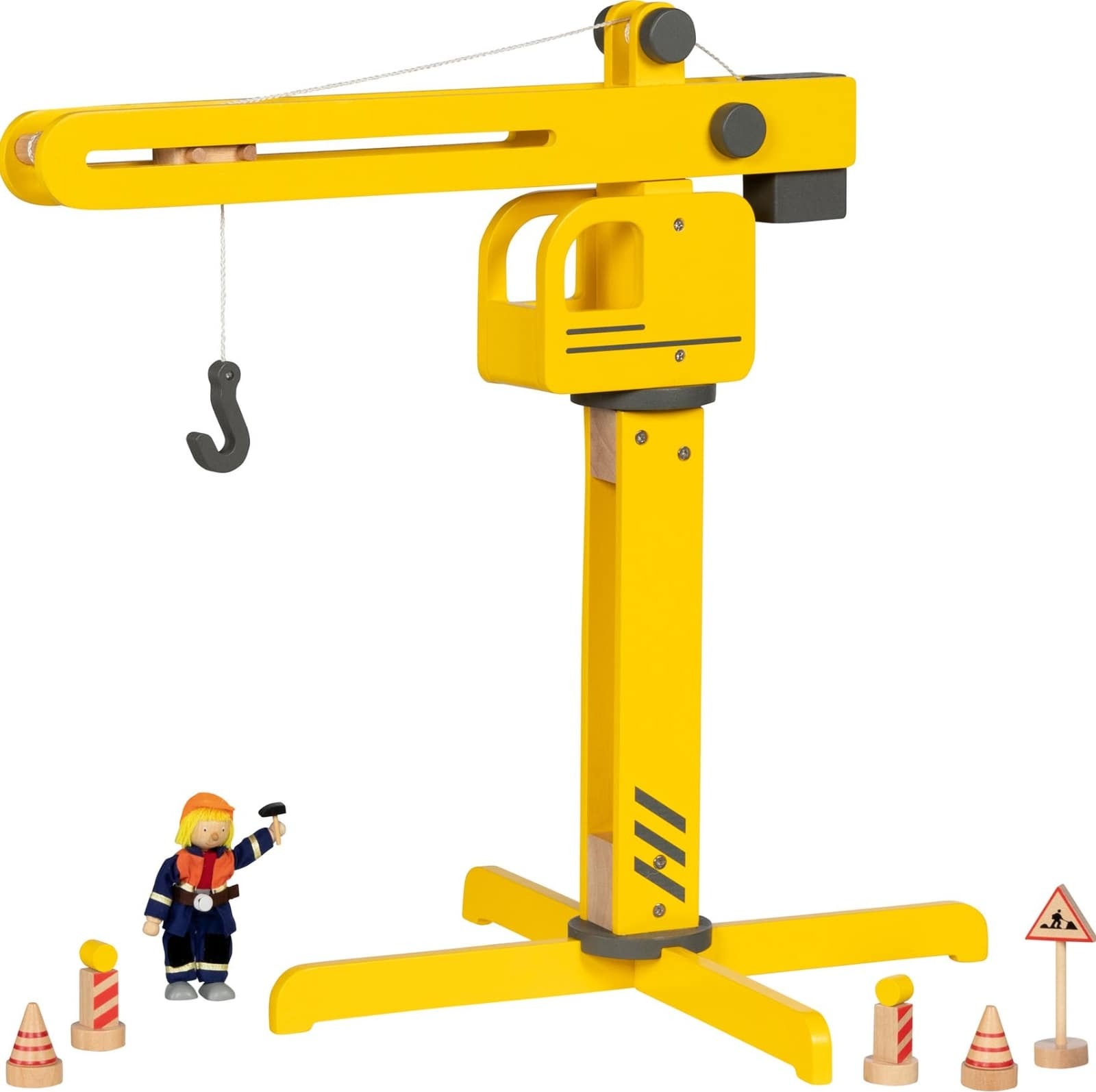 Goki Holz-Baukran - Spielzeugkran für Kinder 56cm 55854