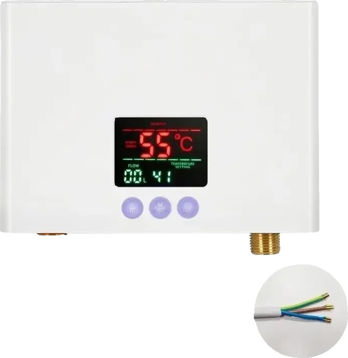 Prietokový ohrievač vody, napätie 220 V, výkon 5500 W, biely 5500 W