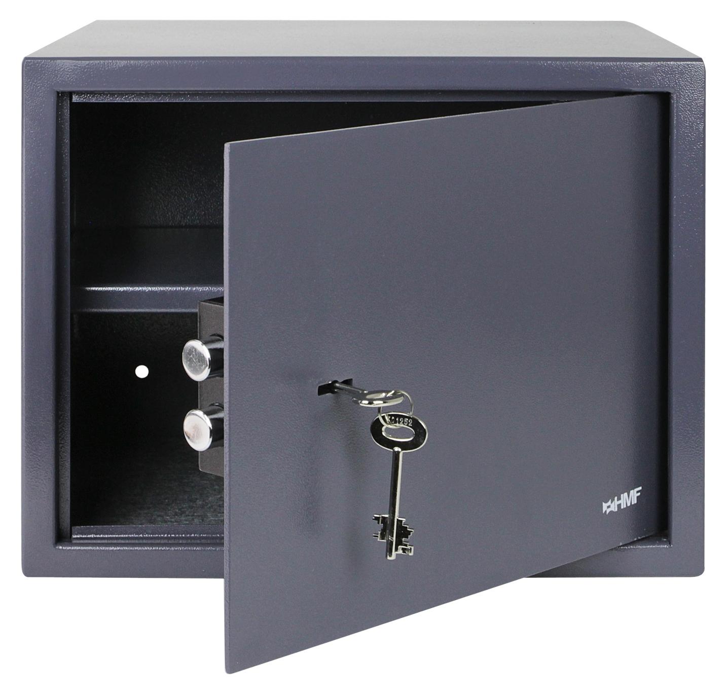 HMF 49203-11 Safe Tresor mit Schlüssel, Möbeltresor, 38 x 30 x 30 cm, Anthrazit